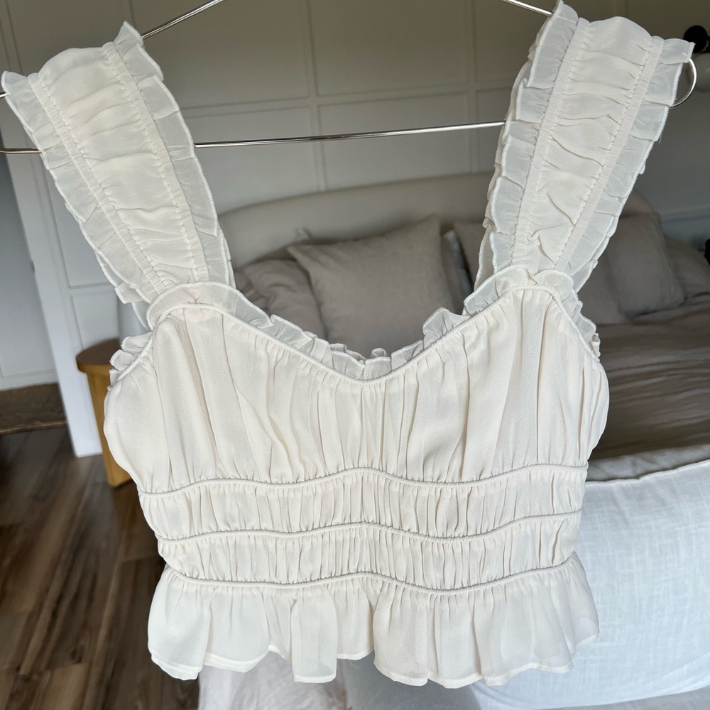 Astr Cream Ruffled Blouse